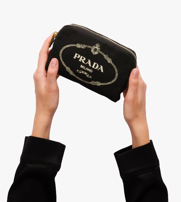 2019新作 プラダスーパーコピー PRADA 1NA021 20L CANAPA LOGO コスメ ポーチ 化粧ポーチ F0N12/NERO+TALCO ブラック